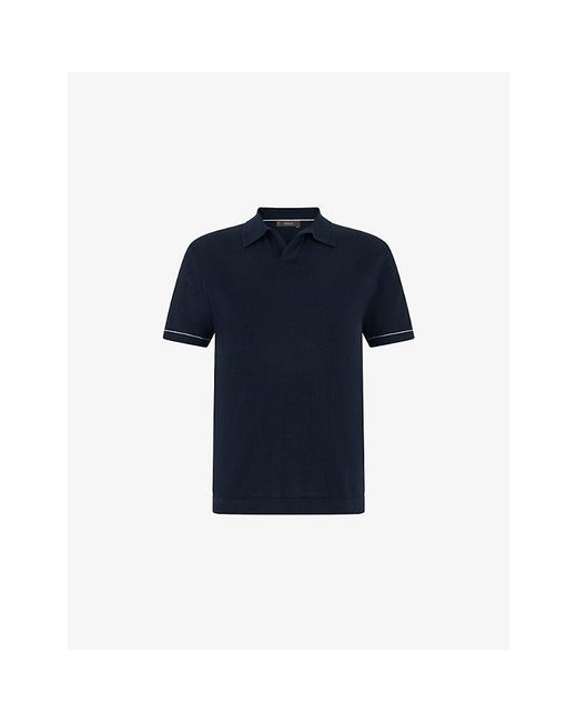 Boggi Blue Short-Sleeve Cotton Crêpe Knit Polo Shirt for men