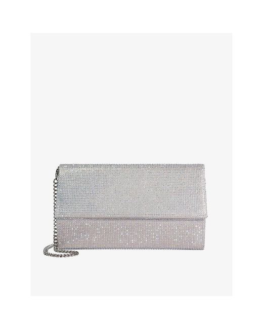 Dune Gray Esmes Sparkle-embellished Woven Box Clutch