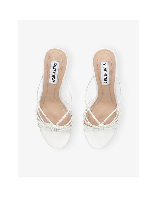 Steve Madden White Edna Heeled Leather Sandals