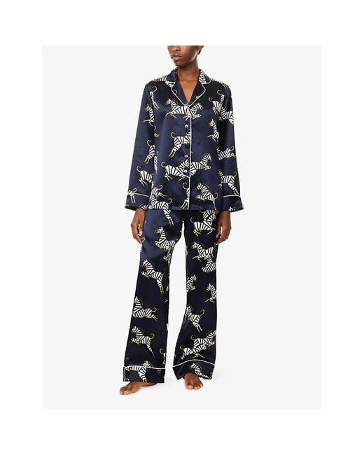 Olivia Von Halle Blue Lila Zizi Silk-Satin Pyjama Set
