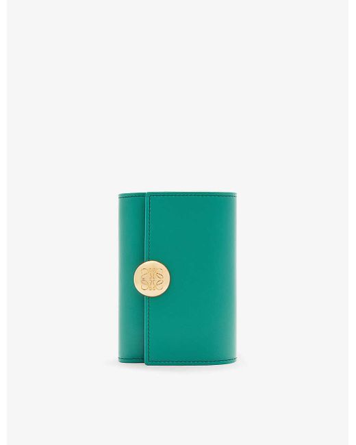 Loewe Green Pebble Leather Wallet