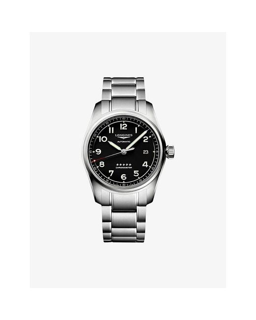 Longines Black L3.810.4.53.6 Spirit Stainless-Steel Automatic Watch for men