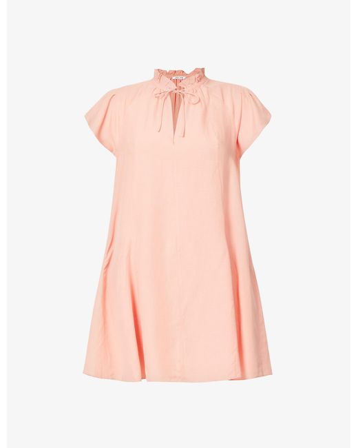Samsøe & Samsøe Linen Karookh Loose-fit Woven Mini Dress in Coral (Pink ...
