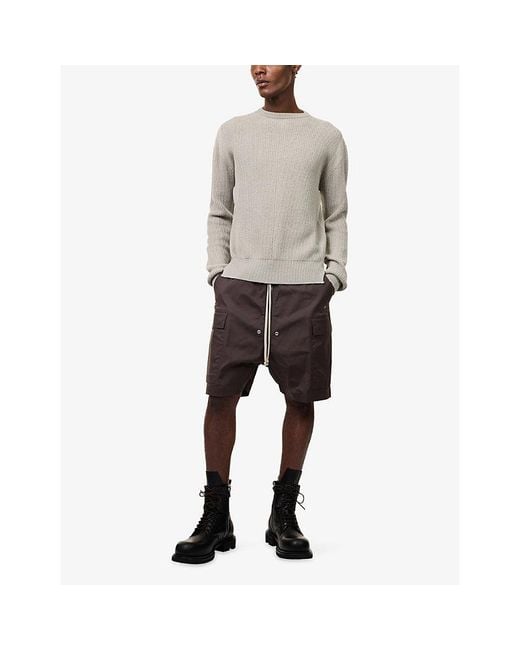 Rick Owens Gray Cargobela Patch-Pocket Cotton-Blend Shorts for men