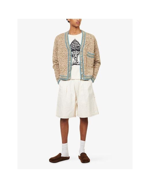 STORY mfg. Natural Bulb V-Neck Cotton Knitted Cardigan for men