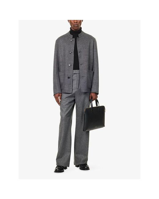 Dunhill Gray Stand-Collar Reversible Wool Driving Jacket for men