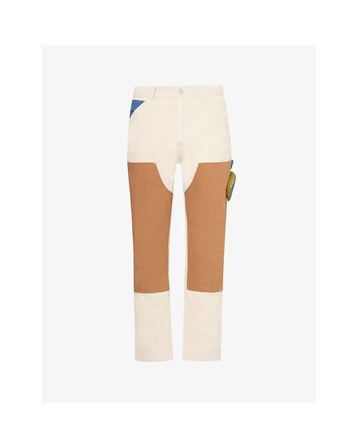 Market White Workstation Painter Five-pocket Regular-fit Straight-leg Cotton Trousers for men