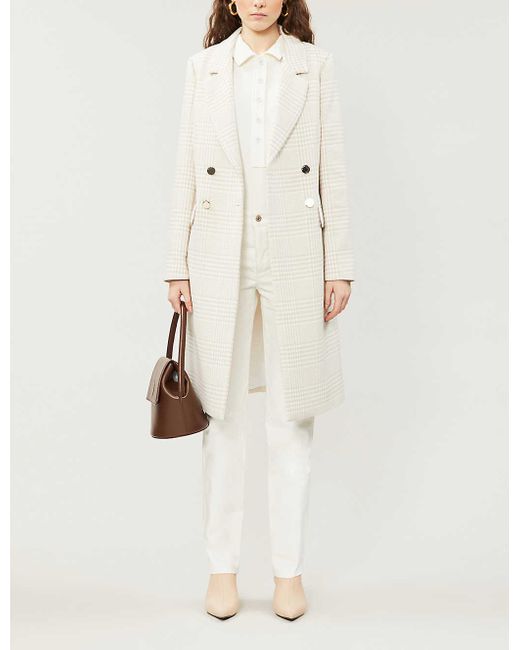 Ted Baker Natural Checked Double-breasted Woven Coat