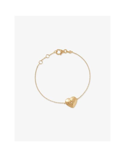 Astley Clarke Metallic Biography Heart Locket 18Ct- Plated Sterling- And Sapphire Bracelet