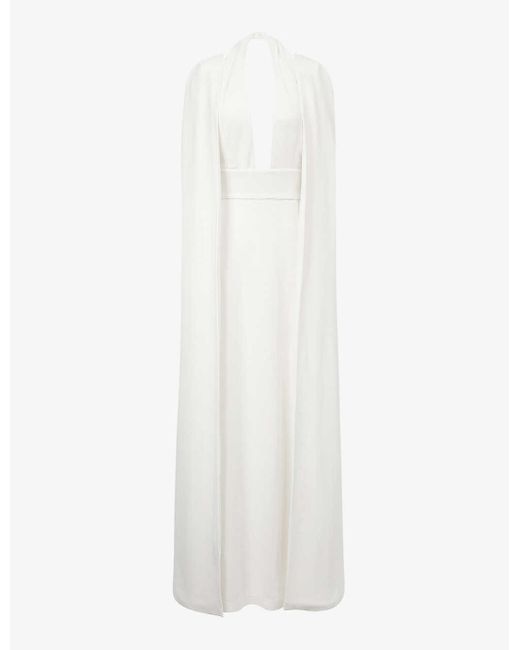 Reiss White Grace Cape Woven Maxi Dress