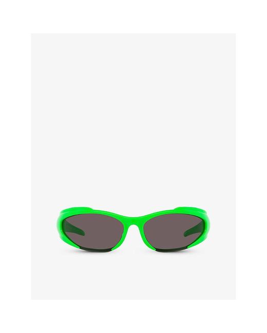 Balenciaga Green Bb0253s Wraparound-frame Acetate Sunglasses