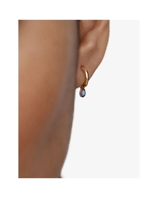 Monica Vinader Metallic September Birthstone 18Ct- Vermeil And Sapphire Huggie Earrings