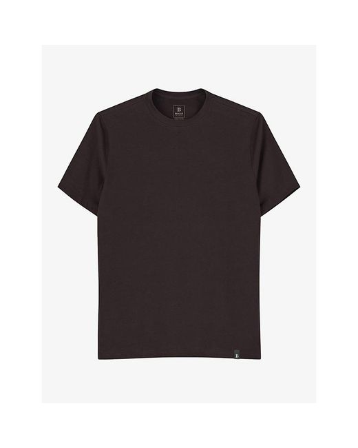 Boggi Black Short-Sleeved Branded-Tab Stretch-Cotton T-Shirt for men