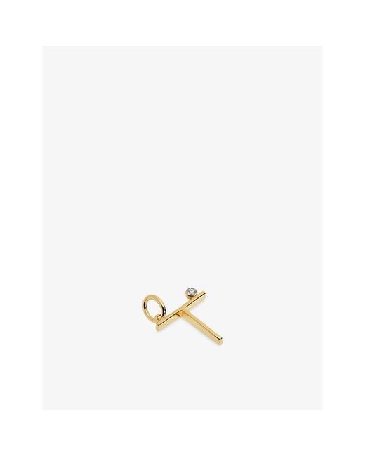 Monica Vinader Metallic Solitaire Diamond Initial T 18Ct- Vermeil And 0.035Ct Lab-Grown Diamond Pendant