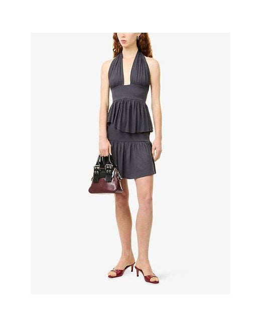 GIMAGUAS Blue Dera Plunge-Neck Stretch-Jersey Top