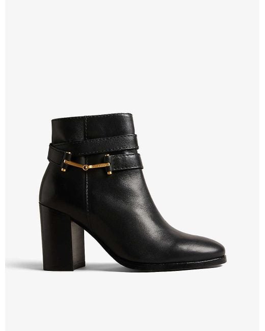 Ted Baker Black Anisea T-hinge Leather Ankle Boots