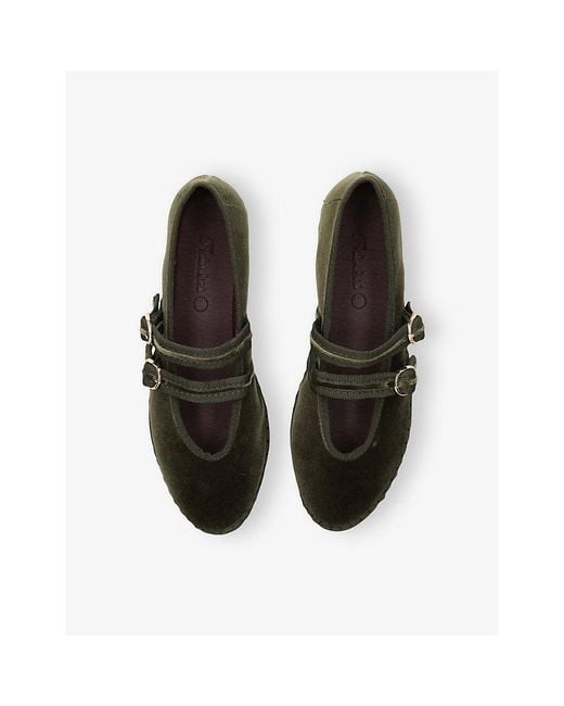 Flabelus Black Claire Velvet Mary-Jane Flats