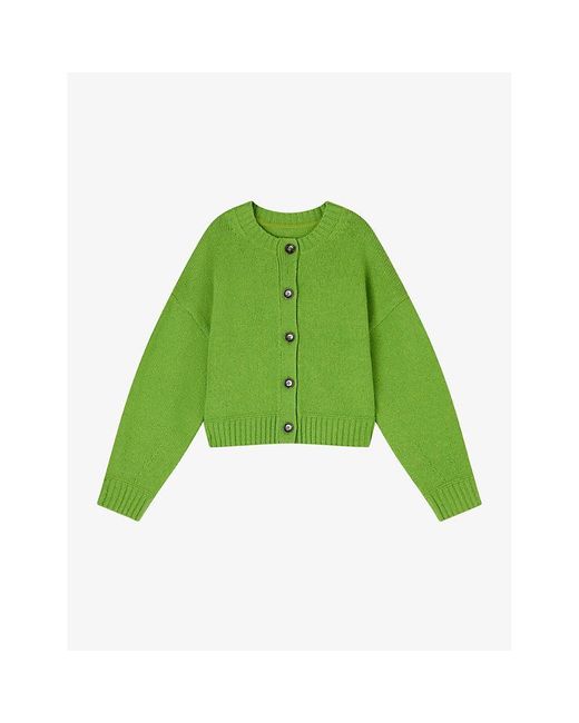 L.K.Bennett Green Gre-Bright Amore Chunky-Knit Merino-Wool Cardigan