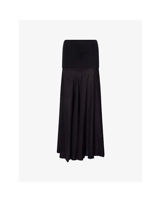 Belle Anna Black Jewel Semi-Sheer Woven Maxi Skirt