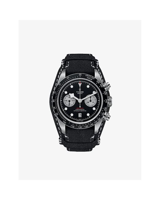 Tudor Black M79360N-0005 Bay Chrono Stainless-Steel And Leather Automatic Watch for men
