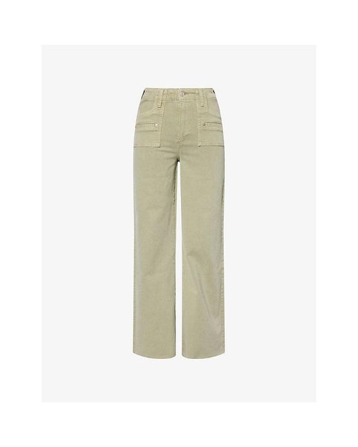 PAIGE Green Anessa 31' Wide-Leg Denim Jeans