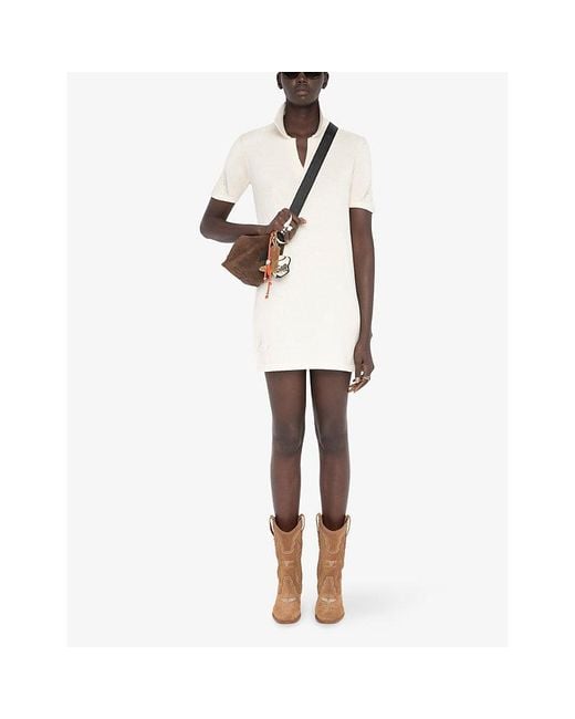 Zadig & Voltaire White Lulu Polo-Collar Knitted Mini Dress
