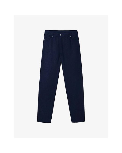 The White Company Blue Tapered Brompton Linen Trousers