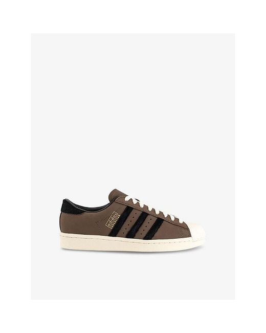 Adidas Black Superstar Vintage Panelled Suede Trainers for men