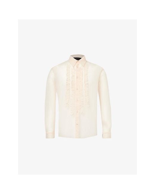 Simone Rocha White Sheer Ruffle-Trim Tulle Shirt for men