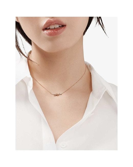 Tiffany & Co Metallic Tiffany Knot Small 18Ct Rose- Pendant Necklace