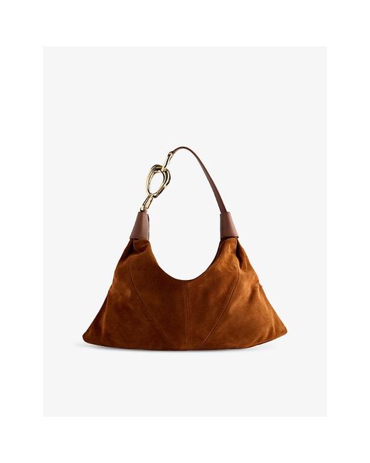 Zimmermann Brown Trampoline Small Hobo Suede Shoulder Bag