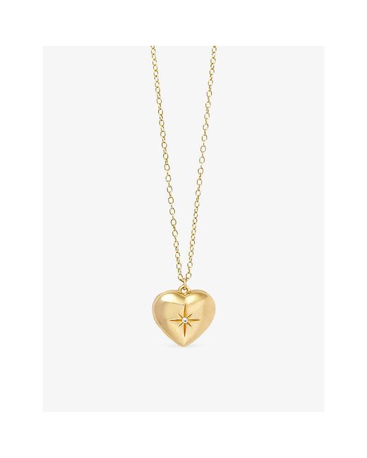 Astley Clarke Metallic Mini Heart 18Ct- Plated Sterling- Locket Necklace