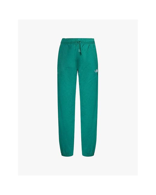 The North Face Green Brand-Embroidery Straight-Leg High-Rise Cotton-Jersey Jogging Bottoms