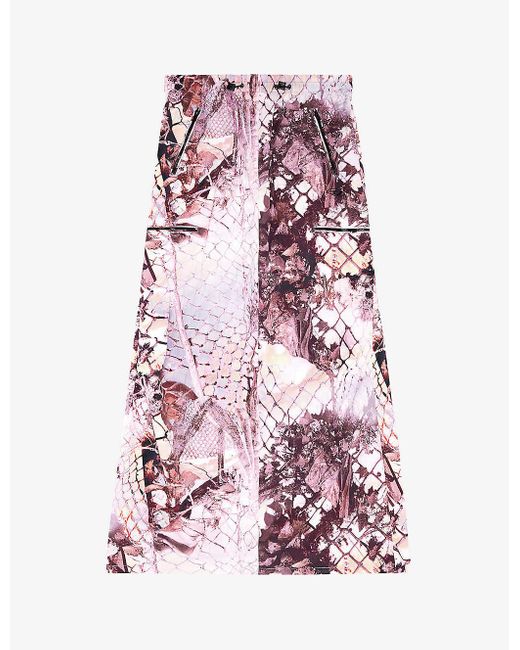 DIESEL Pink O-diamy Graphic-print Low-rise Woven Maxi Skirt
