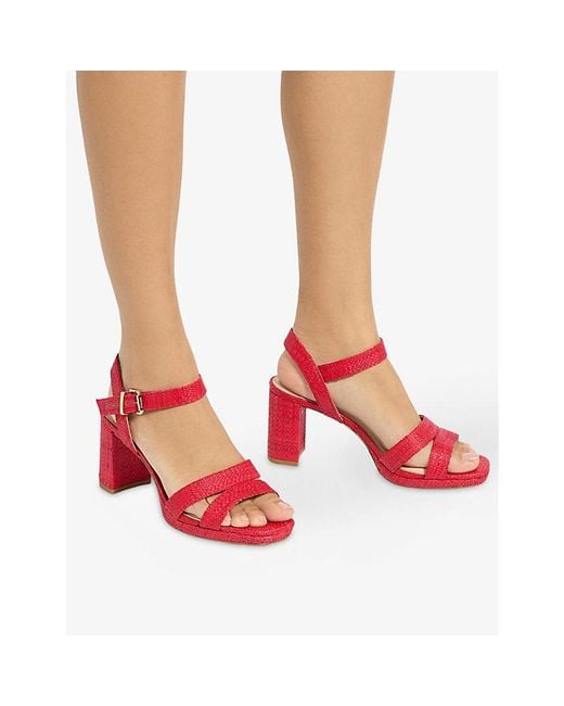 Dune Pink Manifesting Block-Heel Raffia Sandals