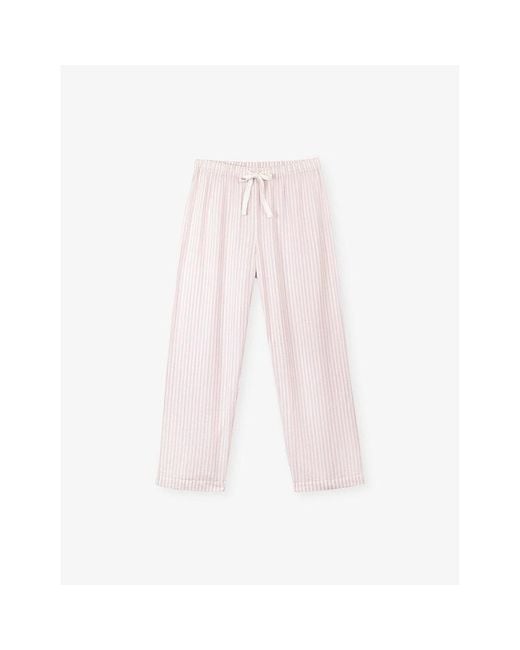 The White Company Pink Striped Relaxed-Fit Cotton Pyjama Bottoms