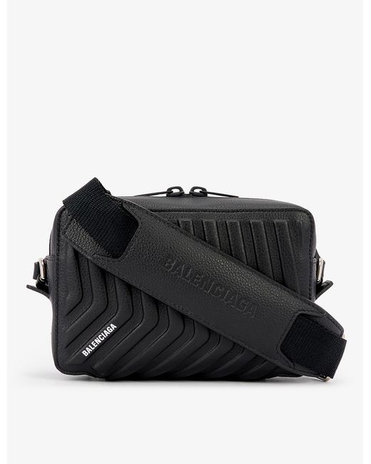 Balenciaga Car Chevron-embossed Leather Cross-body Camera Bag in Black ...