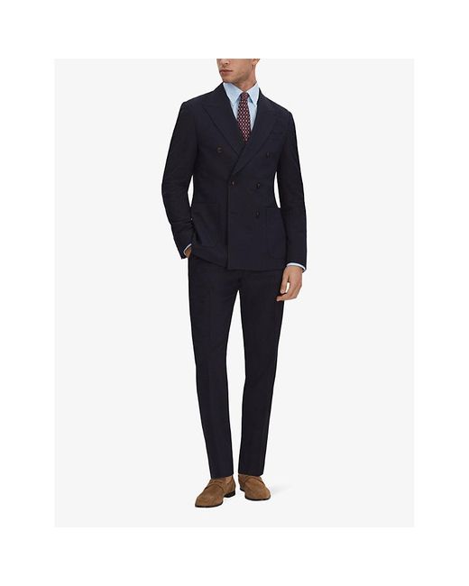 Reiss Blue Belmont Slim-fit Tapered-leg Stretch Woven-blend Trousers for men