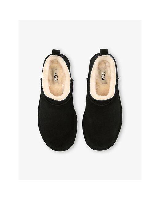 Ugg Black Classic Micro Sheepskin-Lined Suede Ankle Boots