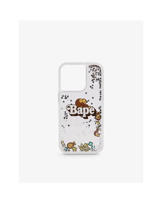 A Bathing Ape White Baby Milo Glittered Iphone 15 Pro Max Case for men