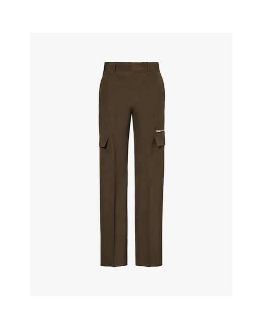 Givenchy Brown Flap-pocket Wide-leg Wool Trousers for men