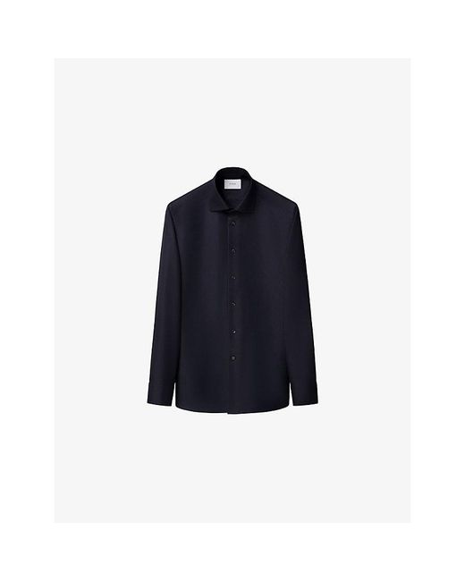 Eton of Sweden Blue Houndstooth Slim-Fit Fine-Twill Shirt for men