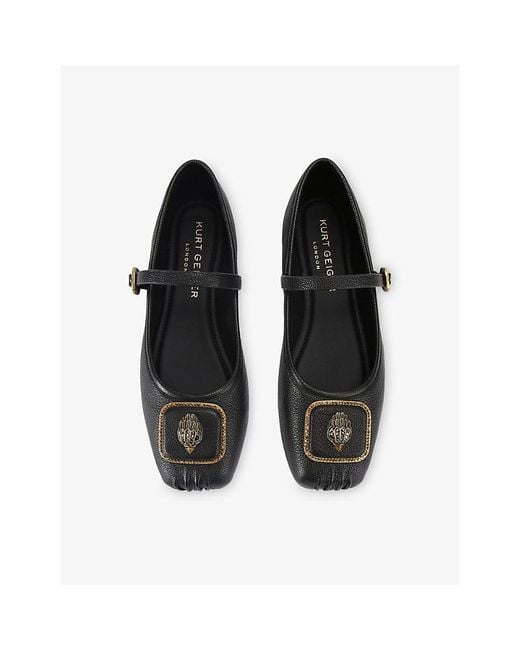 Kurt Geiger Black Pimplico Embellished Leather Ballet Flats