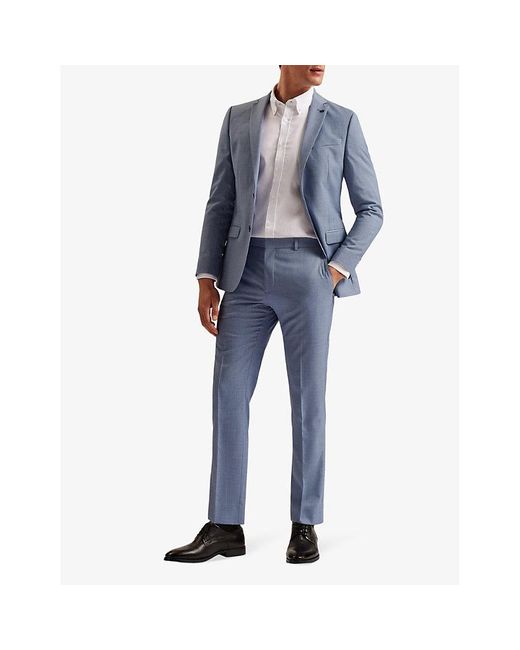 Ted Baker Blue Oriont Slim-fit Wool-blend Trousers for men