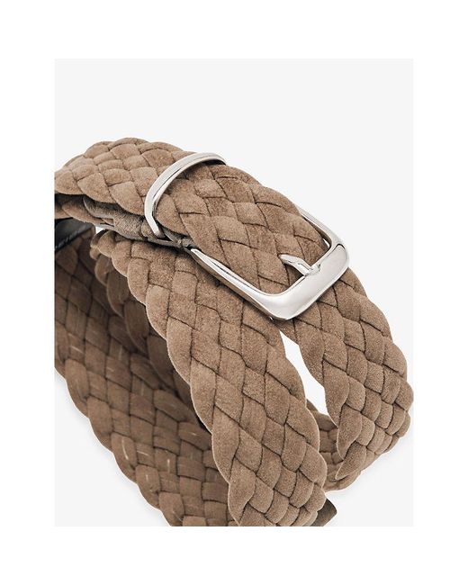 Reiss Brown Jesse Woven Suede Belt for men