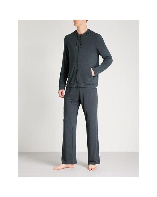 Derek Rose Gray Marlowe Stretch-Jersey Hoody for men