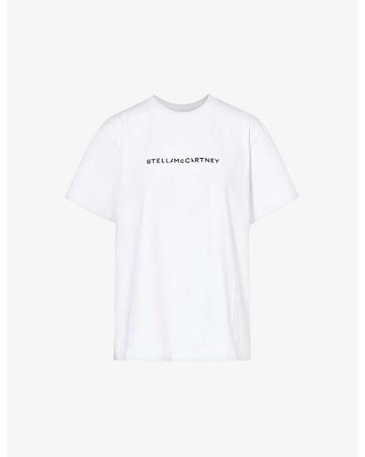 Stella McCartney White Stella Iconics Brand-print Cotton-jersey T-shirt