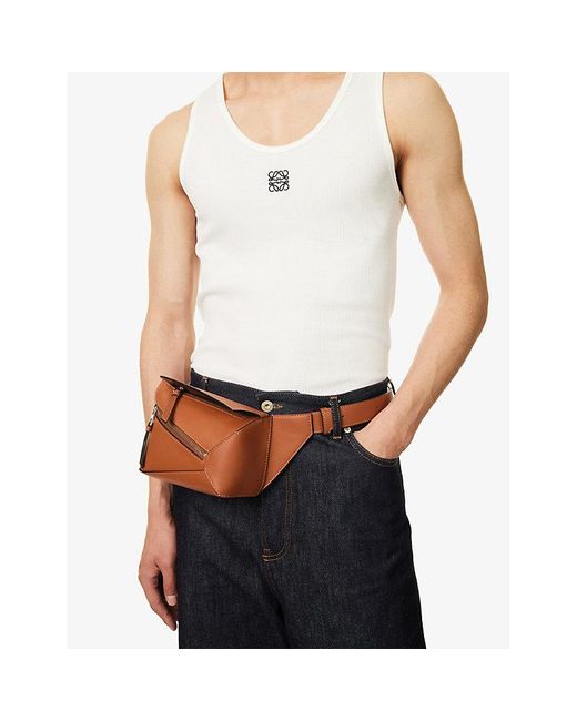 Loewe Brown Puzzle Edge Mini Leather Belt Bag for men