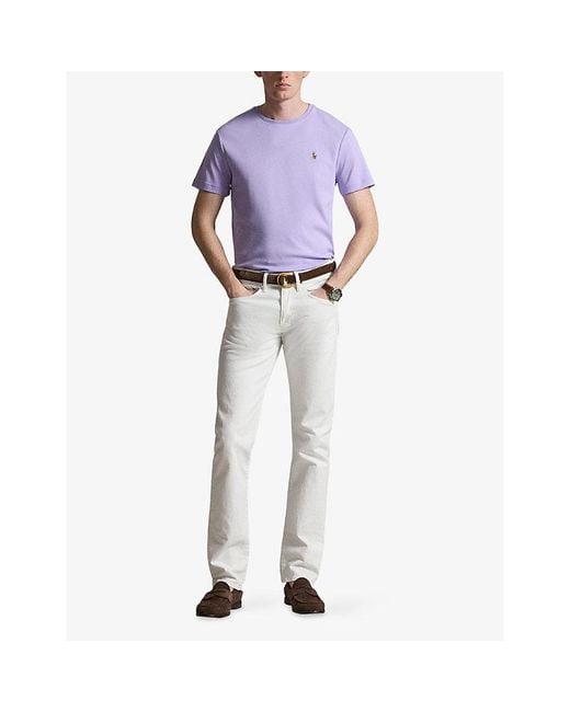 Polo Ralph Lauren Purple Logo-Embroidered Short-Sleeved Cotton-Jersey T-Shirt for men