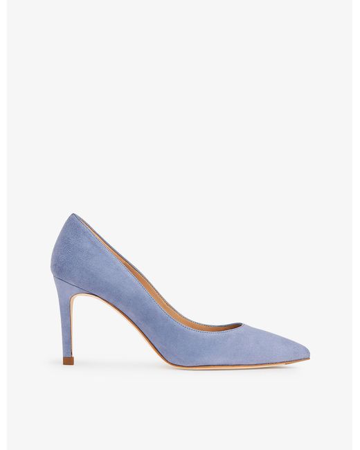 L.K.Bennett Blue Floret Pointed-toe Suede Courts